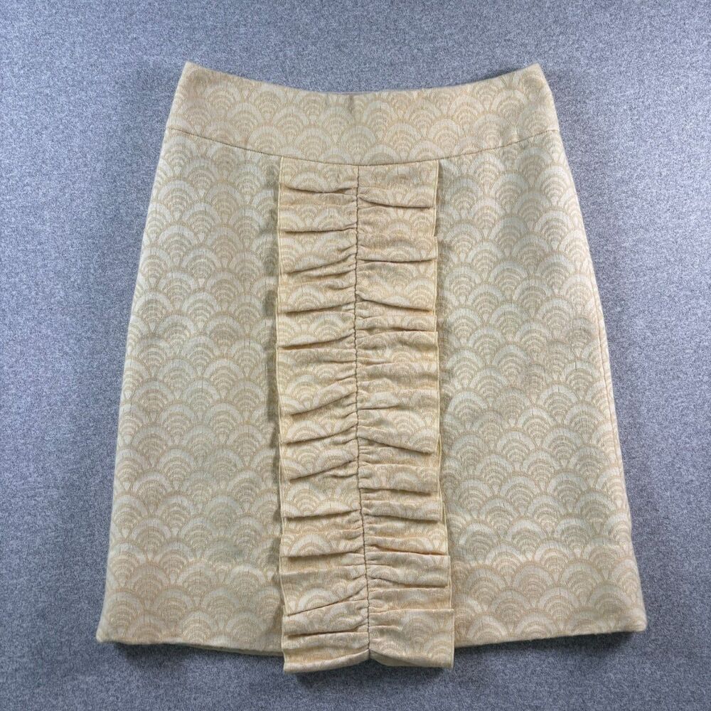 leifsdottir Cream Textured Pencil Skirt with Center Ruching
